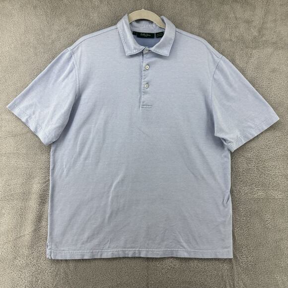 Bobby Jones Shirt Mens L Blue Cotton Polo 1/4 Button Preppy Short Sleeve Sport - Picture 1 of 10